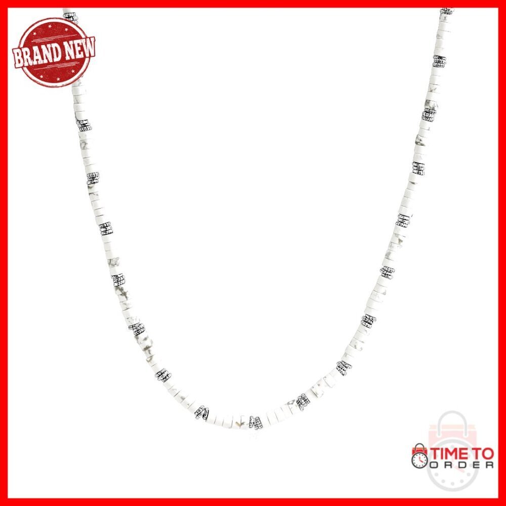 Men's Sterling Silver Beaded Necklace with Granule Accents 22.8 Inches